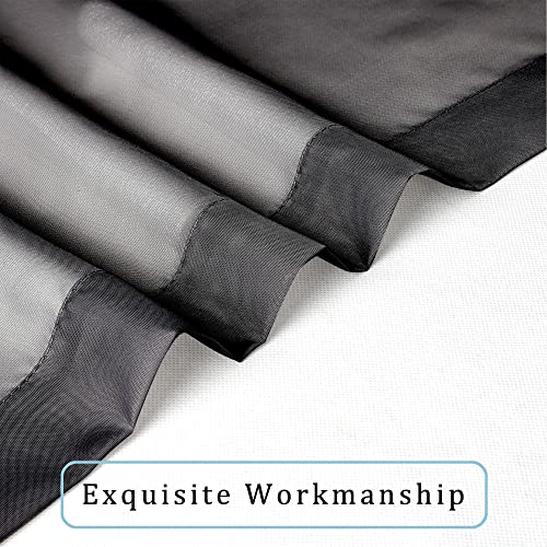 Image of OWENIE Black Sheer Curtains 96 Inch Length, Elegant Sheer Curtains for Bedroom, Window Voile Sheer Curtain Panels /Drapes /Treatment for Living Room, 2Pcs, Each 42 inch W x 96 inch L, Black