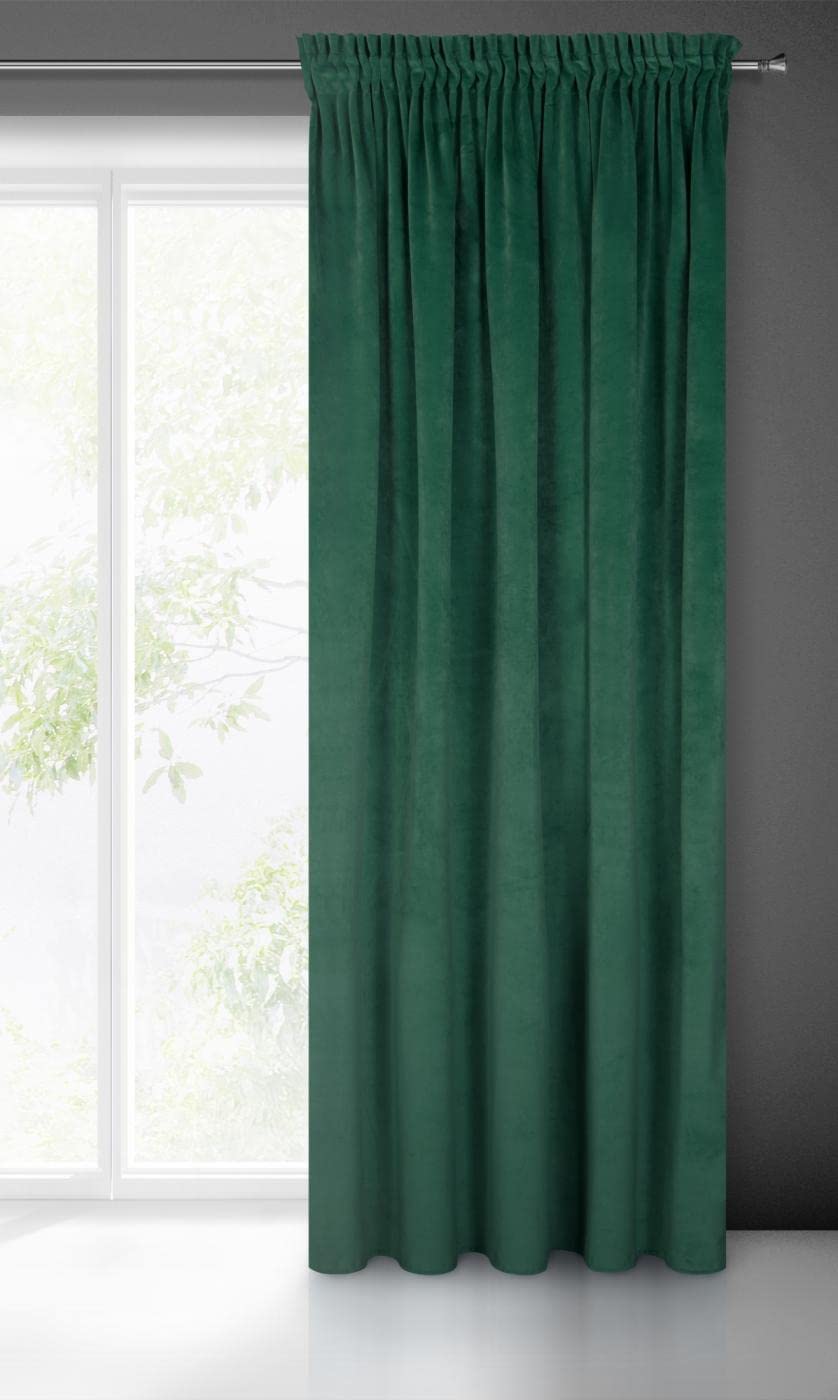 Eurofirany VILLA Tenda Oscurante Con Fettuccia Arricciatenda - Extra Lunga, Elegante, Tinta Unita per Soggiorno, Camera da Letto, Densità 290 g/m², 140x270 cm, Verde Scuro