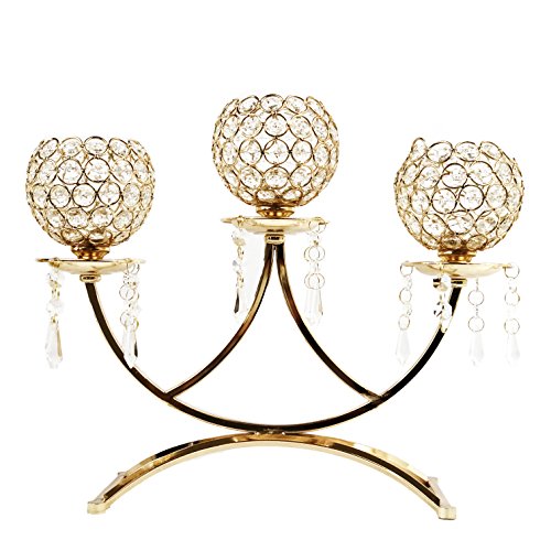 Image of Allgala 3-Arm Bowls Tealight Candelabra Candle Holder-Gold-HD89005
