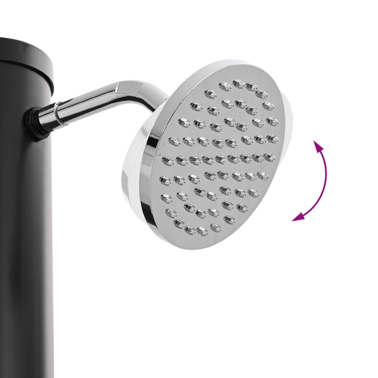 Mangloder - Ducha solar con alcachofa de ducha y grifo de 20 L, color negro, para jardín, terraza, piscina, jacuzzi, accesorios de PVC resistente a la intemperie con ducha de pies, cabezal de ducha