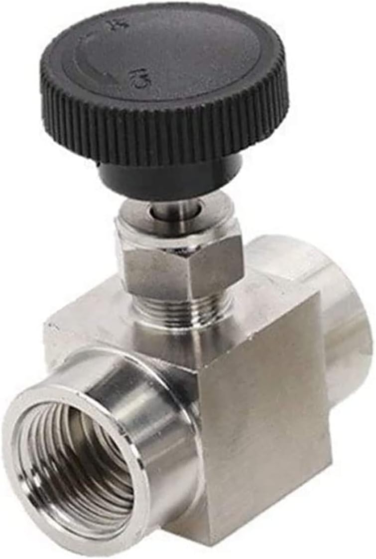 Stainless Steel Needle Valve, 1/8" 1/4" 3/8" 1/2" Equal Female Thread Flow Control Shut Off Needle Valve Pipe Fittings (1/4)