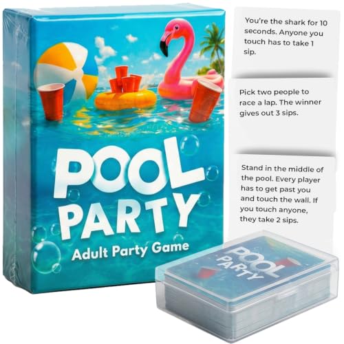 Pool Party Adult Party Game Waterproof Card Game for Adults Fun Pool Games for Adult Best Pool Toys and Pool Accessories for Summer 100 Cards & Plastic Box