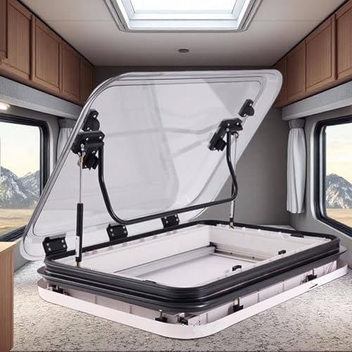 Claraboya caravana 70x50 con luz LED y parasol para ventilación de techo en cámper