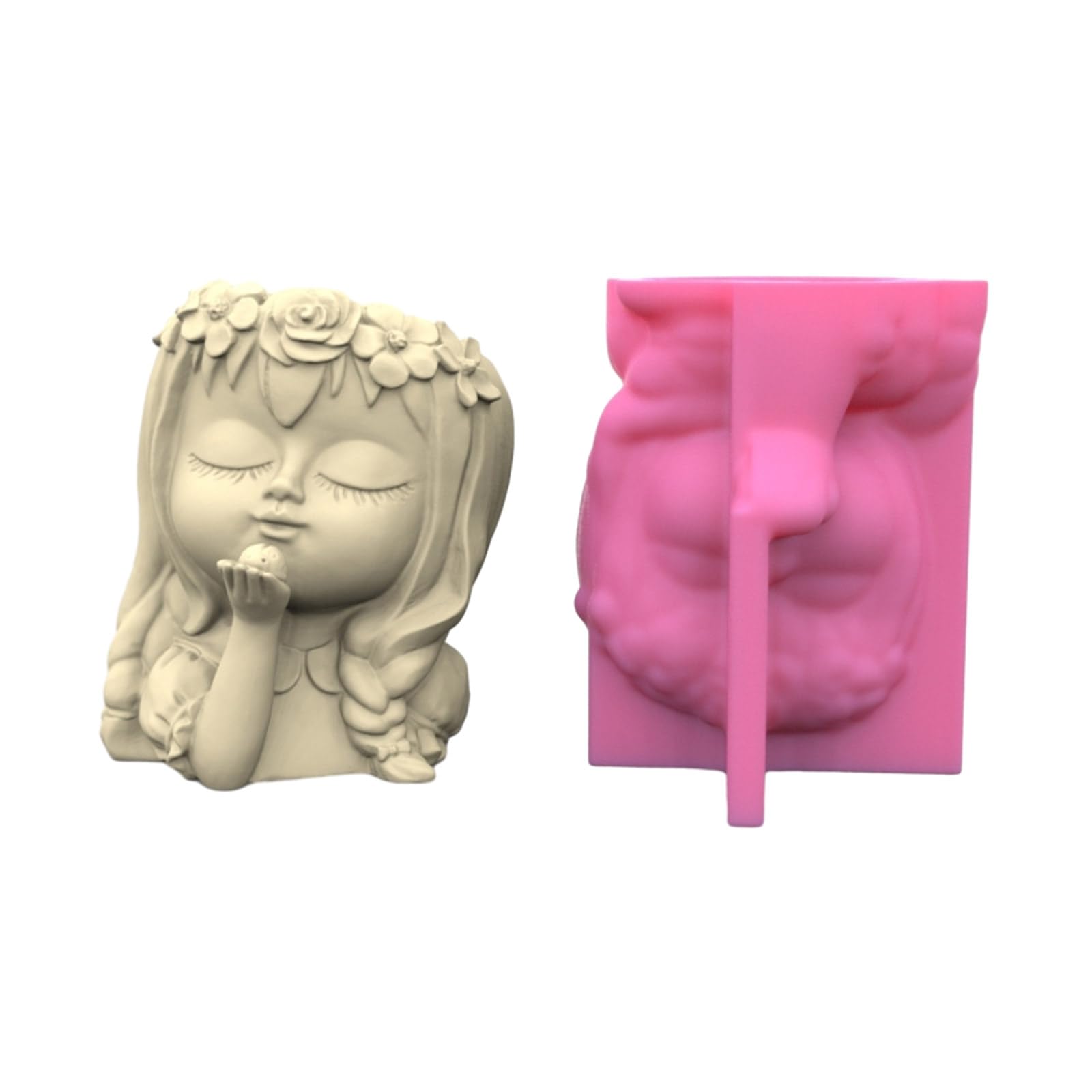 Moule en silicone pour pot de fleurs couronne fille pour résine