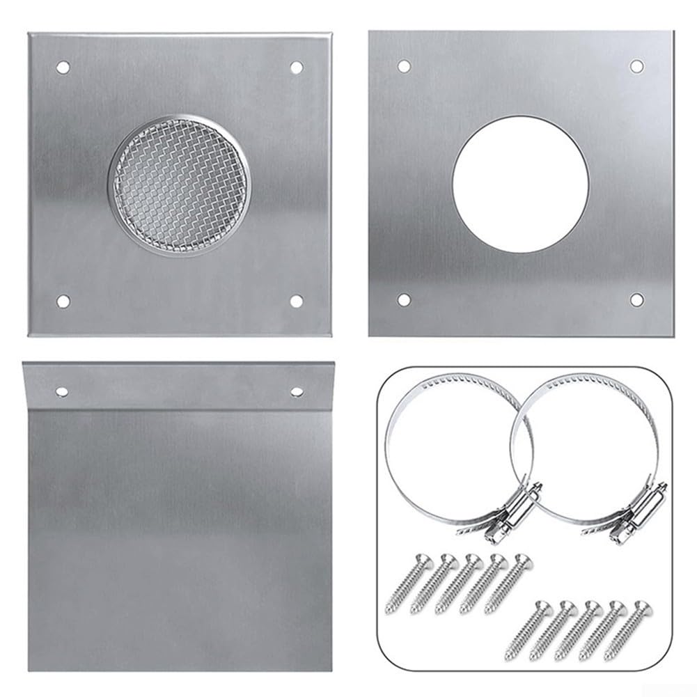 Pelletofen Frischlufteinlass-Set, 5,1 cm Durchmesser, 152,4 cm Länge, Aluminiumschlauch mit Edelstahl-Montageplatte für Kraftstoffeinsparung