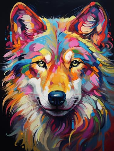 Peinture Diamant Loup 5D à offrir comme kit cadeau créatif pour adulte
