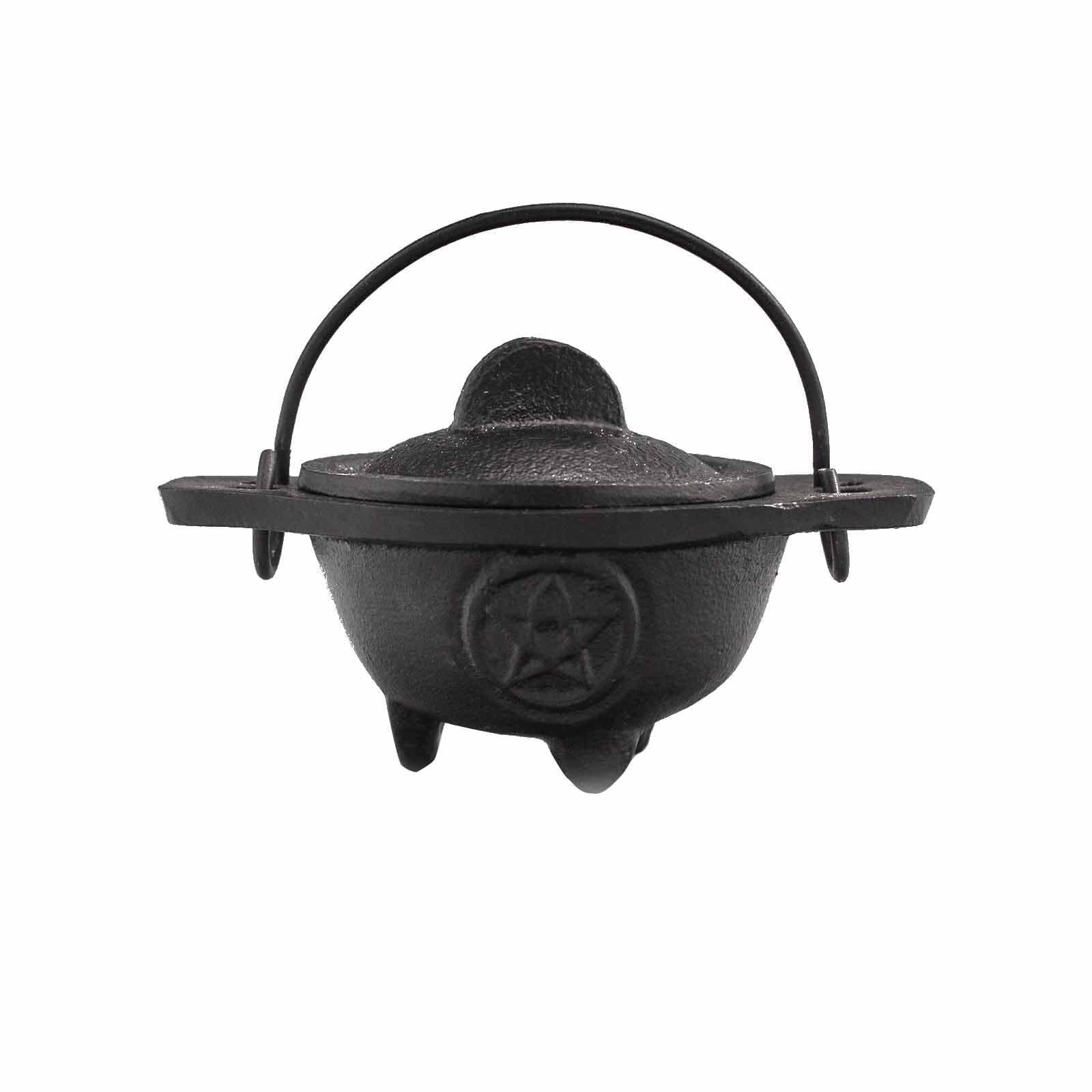 Ancient Wisdom Black Cast Iron Cauldron, Perfect For Witchcraft, Energy Spells, Halloween Altar, Pagan, And Wiccan Rituals (Pentagon, 5X9cm)