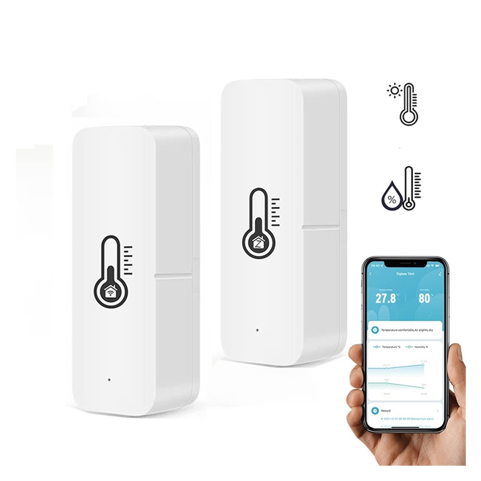 Sensore termometro, Tuya Smart WiFi Zigbee Temperatura E Sensore Di Umidità Del Iron Igrometro Indoor Controller Monitoring Lavori For Alexa Google Home(3pcs)
