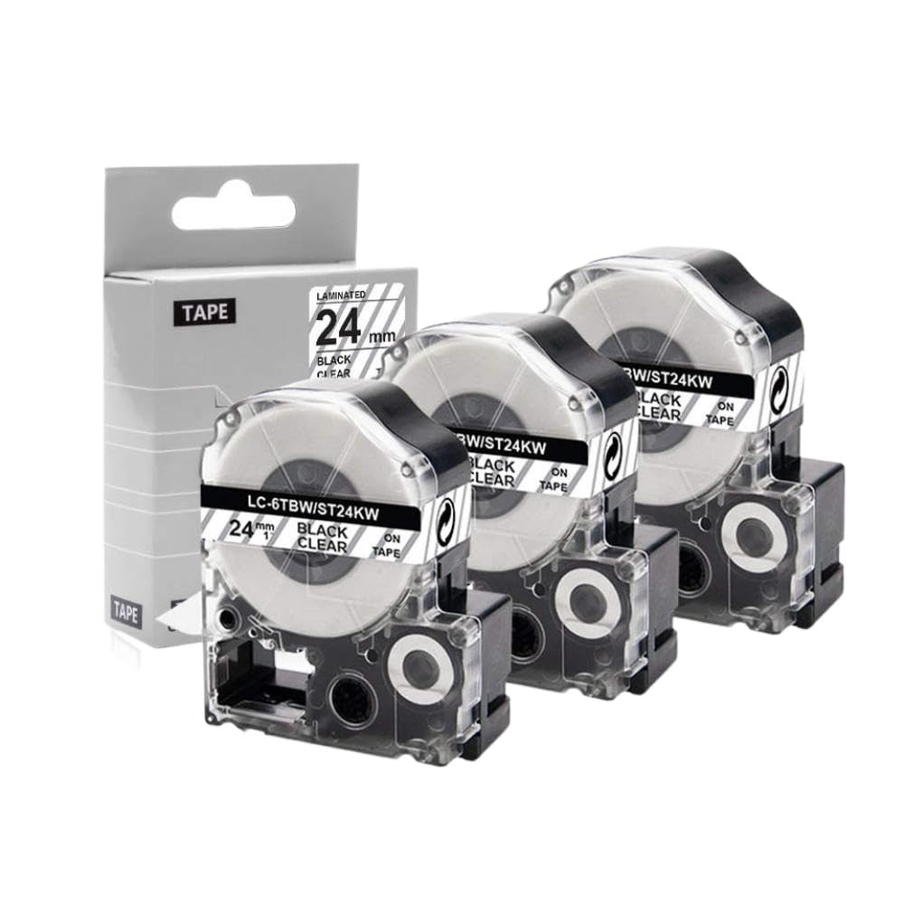 Cartuccia nastro 24mm ST24KW LC6TBN Nero su trasparente Compatibile con LW-700 LW-900P LW-Z710