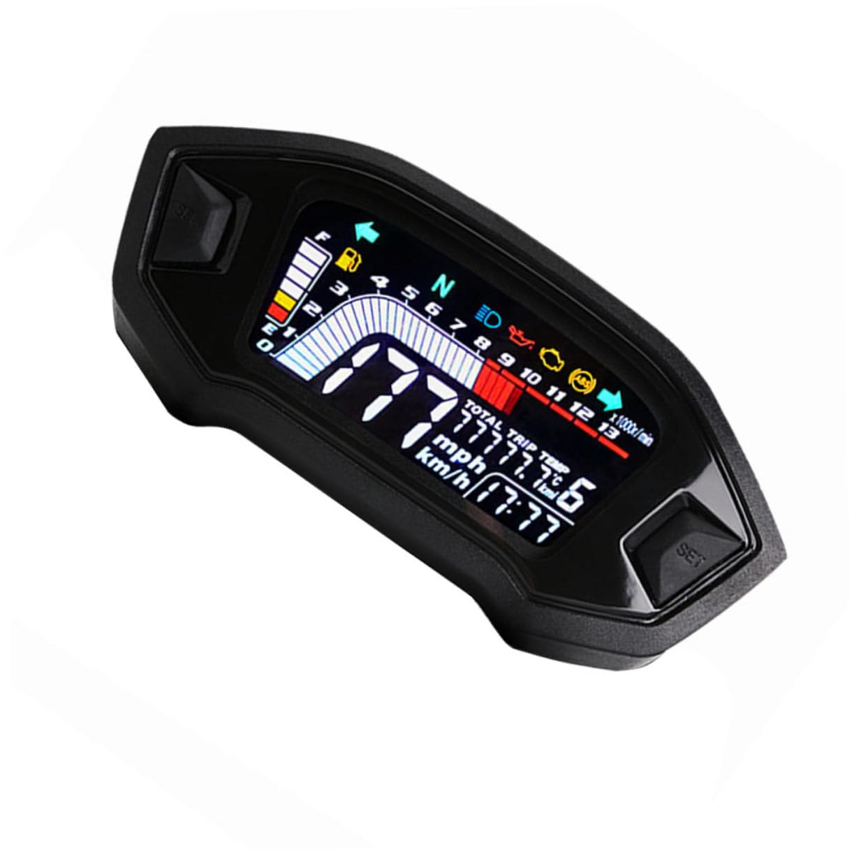 Motorcycle LCD Digital Speedometer and Tachometer Gauge Odometer Compatibility Full Display Speed Sensor for Accurate Performance for Bikes and Scooters