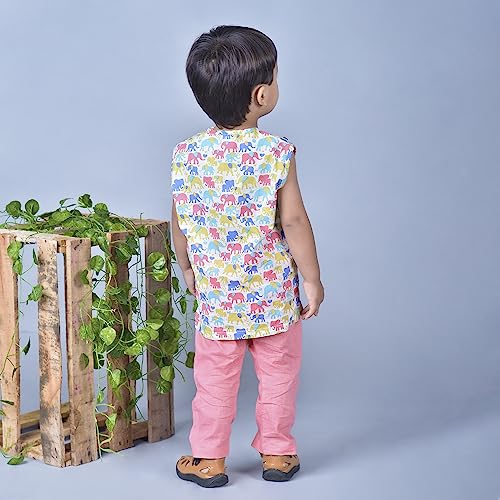 Image of POLKA TOTS Pure Cotton New Born Dress | Ultra-Soft, Breathable & Lightweight Sleeveless Jhabla Pant Set for Baby Boys & Girls | Baby Summer Clothes | Traditional Jabla & Pyjama Set for Newborns