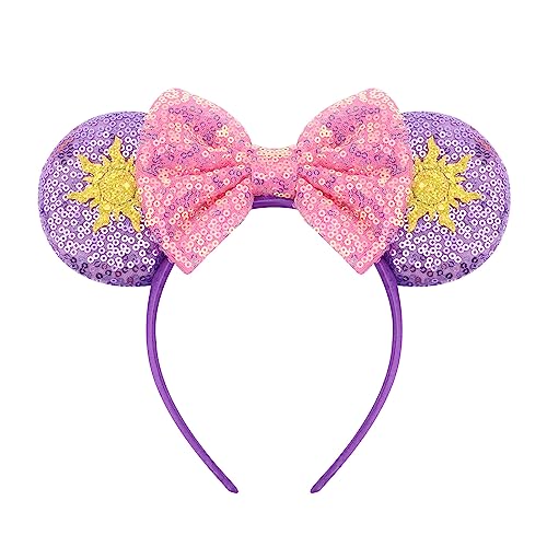 DRESHOW Mouse Ears Bow Headbands Glitter Party Decoration Cosplay Costume for Women