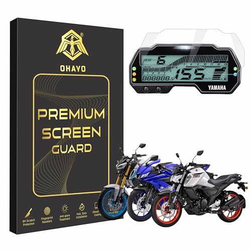 Image of OHAYO 9H Hard Screen Protector for Yamaha MT 15, FZ-S V4 OBD-2B 2025, FZS-FI V4 (2025-2024), YZF R15 V3 Instrument Cluster Display Guard | Anti Fingerprint, Military Strength, Scratch Resistant | Not Tempered Glass | Pack of 1