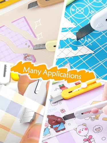 Image of 6 Pack Box Cutter Retractable, Sharp Utility Knife Retractable, Cute Box Cutters for Office, Home, Arts Crafts, Cartons, Cardboard Multi-Colors