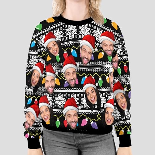 Artsadd Custom Ugly Christmas Sweater with Face Print Funny Sweatshirt Sweatshirt Hoodie for Men Women Party3