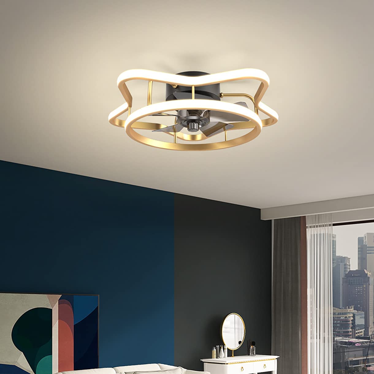 Ventilateur de plafond avec moteur réversible silencieux et vitesse du vent réglable