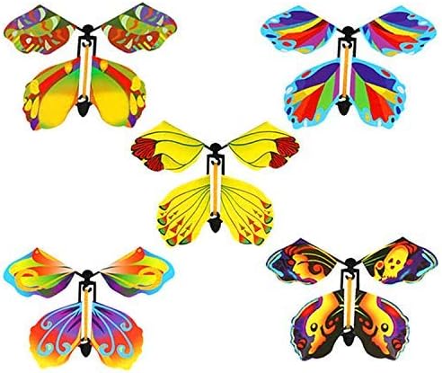 JoFAN 5 Pack Magic Flying Butterfly Wind Up Rubber Band Powered Butterfly for Kids Boys Girls Christmas Surprise Gifts Stocking Stuffers