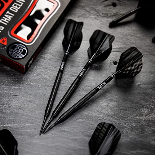 RED DRAGON Razor Edge Black 20g Softip Tungsten Darts with Flights and Stems - Image 2