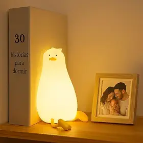 Luminária Patinho LED Touch Recarregável USB Sem Fio Silicone Flexível Infantil Abajur Noturno Bebê Mesa Escritório 3 Níveis Leitura Fofa Abajur Suporte Celular Decorativa