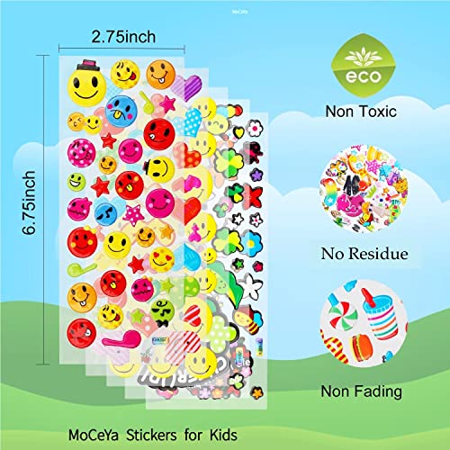 Stickers for Kids – MoCeYa 1200+ Puffy Sticker for Toddlers Bulk Sheets for Girls Boys Party Favors Pack (40 Sheets,1200 Pcs)