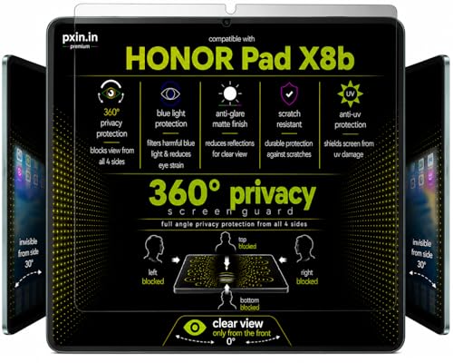 Image of Pxin 360 Pro Privacy Screen guard compatible with Honor Pad X8b | Anti Glare | Anti UV | Anti Blue | Anti Reflection | Privacy Filter | Unbreakable Build