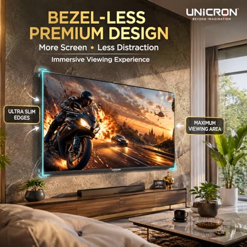 Image of UNICRON TE 32 Inch Android Smart TV, HD Ready LED Television for Home, Gaming, Office with WiFi, 30W Sound with Premium Frameless Design, Built in Apps