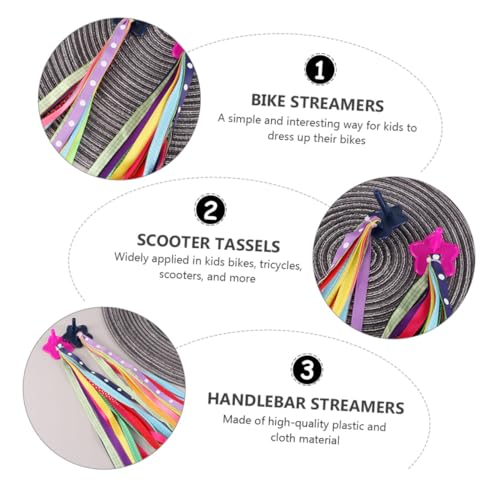 HOMOBABE 3組 用自転車ハンドルストリーマー 鮮やかで可愛いタッセルリボン スクーター対応 ハンドルグリップ飾り キッズバイクアクセサリー
