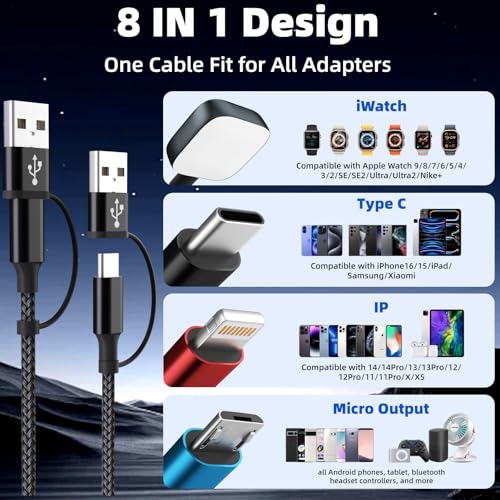 Image of Cruise Essentials 4IN2 Charging Cable for iWatch Charger /iPhone17 /IP /Micro