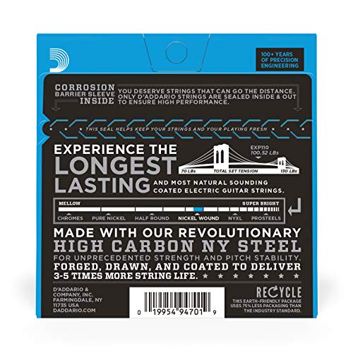 D’Addario EXP110 Cordes pour guitare électrique avec revêtement Léger 10-46 - Les Beatles, Paul McCartney, John Lennon, RIngo Starr, George Harrison D'Addario EXP110 Cordes pour guitare électrique avec revêtement Léger 10-46 – Image 4