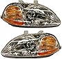 Evan Fischer Headlight Set Compatible with 1996-1998 Honda Civic Left Driver and Right Passenger Side Halogen