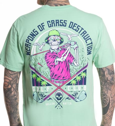 Sullen Men's Grass Destruction Summer Days Capsule Tattoo Lifestyle Graphic Premium Short Sleeve Golf Tee3