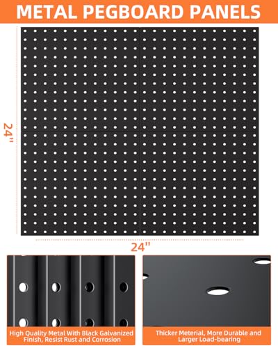 Incly 4 Pack 12 Inchx12 Inch Black Metal Pegboard Panels thumb #3