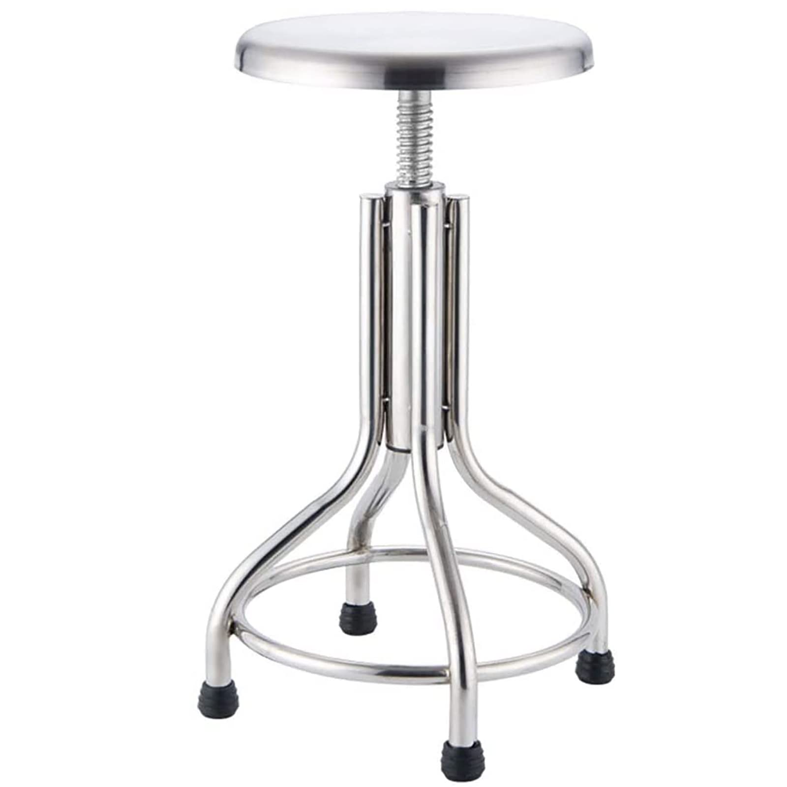 QQAA Stainless Steel Counter Height Shop Garage Stool, Backless Bar Stool Metal Round Industrial Style, Commercial Quality, Height Adjustable 19-27in
