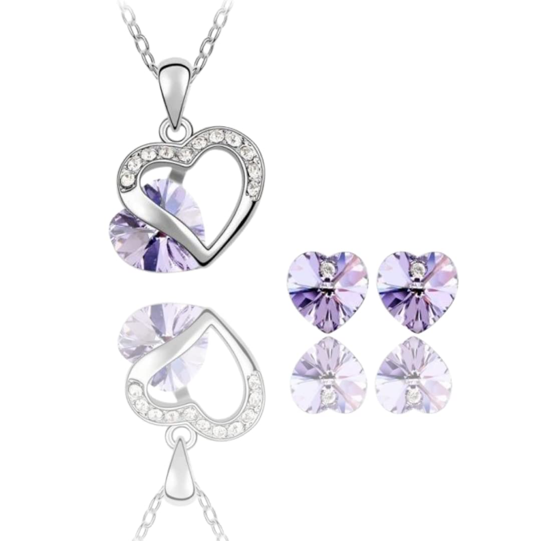 Gem Rosepurple austrian crystals set with matching earrings