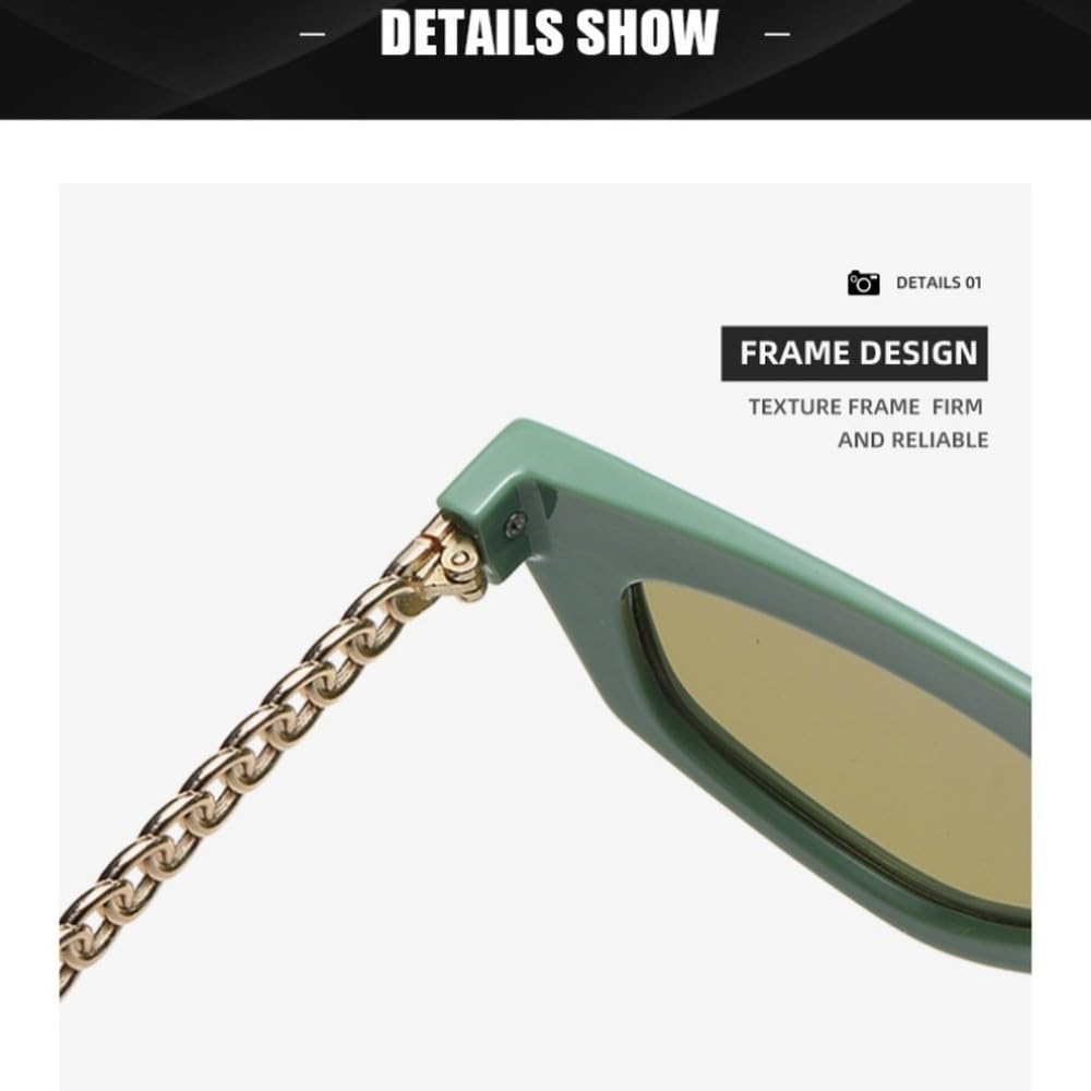 Kwadratowe brązowe okulary przeciwsłoneczne damskie męskie złote małe metalowe łańcuszki okulary przeciwsłoneczne retro casual okulary przeciwsłoneczne UV400