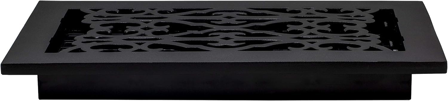 Decor Grates Cast Iron Victorian Decorative Air Vent Cover 6x12 Floor Register – Adjustable Control Lever – AC Floor Vent Covers for Home Floor Vents – Fits 6 x 12 Inch Opening – Black (AC612-BLK)