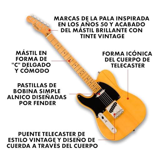 Image of Squier Classic Vibe 50s Telecaster Electric Guitar, with 2-Year Warranty, Butterscotch Blonde, Maple Fingerboard, Left-Handed