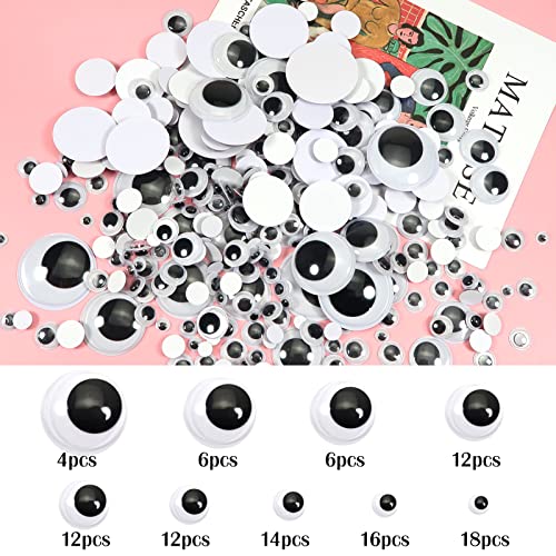 TOAOB 100pcs 6 mm to 35 mm Mobile Eyes Stickers Plastic Round Black White for Scrapbooking Craft Accessories DIY Craft Dolls Decorations - Image 3