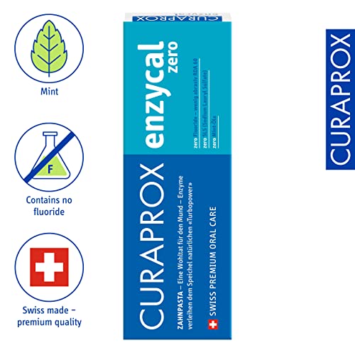 Curaprox Enzycal Zero Zahnpasta – Fluoridfreie Zahnpasta Mit Enzymen Für Empfindliche Zähne | Mild, Minzfrei, Geeignet Für Homöopathische Behandlungen | SLS-frei, 75ml | in Der Schweiz Hergestellt – Bild 3