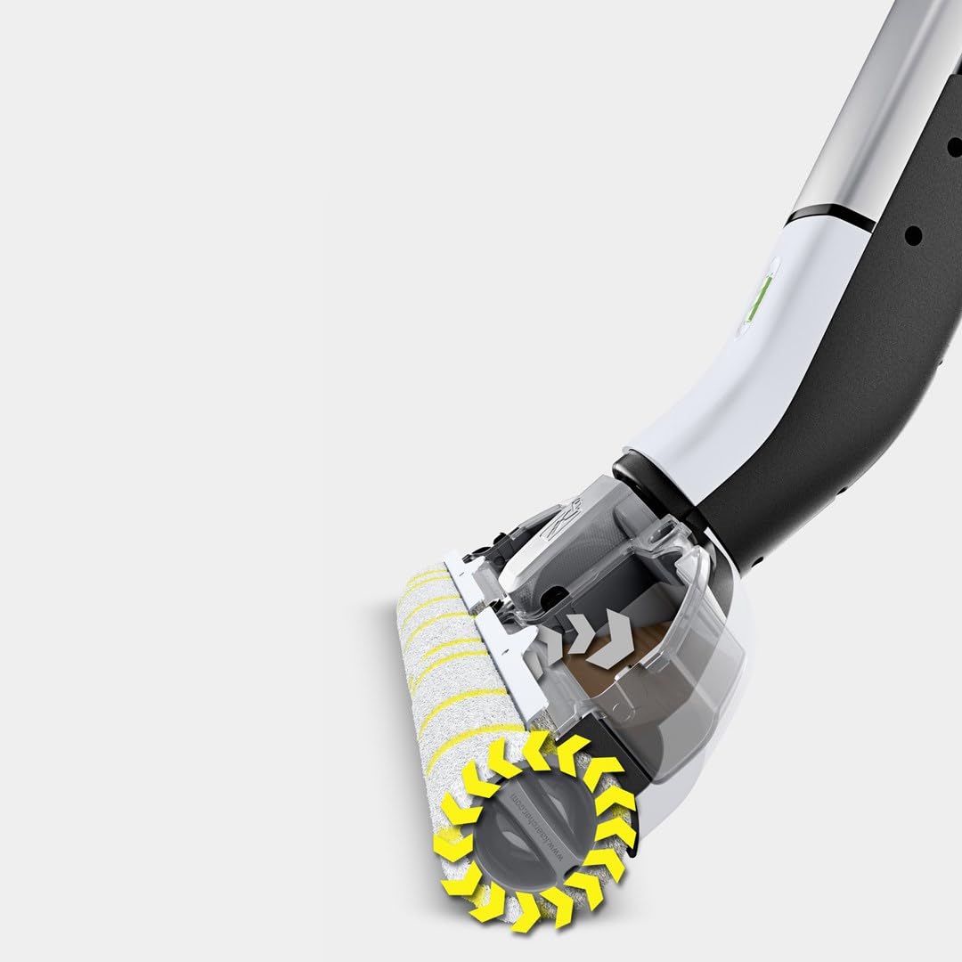 KÄRCHER Elektrischer Wischmopp EWM 2, kabelloser Bodenreiniger mit 2 rotierenden Mikrofaserwalzen, Akkulaufzeit: ca. 20 min, Flächenleistung pro Akkuladung: ca. 60 m², Weiß