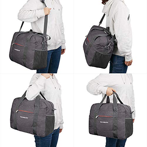 Travel Duffel Bag, 25L Airlines Foldable Travel Bag Carry on Duffle Tote Bag Sport Duffel Lightweight Weekender Overnight Bag for Men Women Water-proof (Grey)