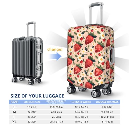 Luggage Cover Protector - Strawberry Elegant Flowers Print Suitcase Covers for Luggage Fit 25-28 Inch Suitcase2