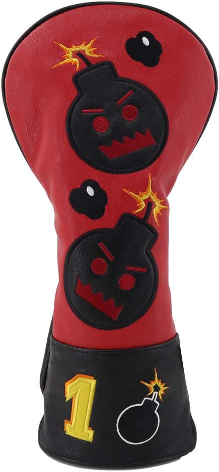 CRAFTSMAN GOLF Driver Headcover Embroidery Bomb, PU Leather Golf Head Covers Driver Fairway Wood Hybrid Blade Putter Headcover