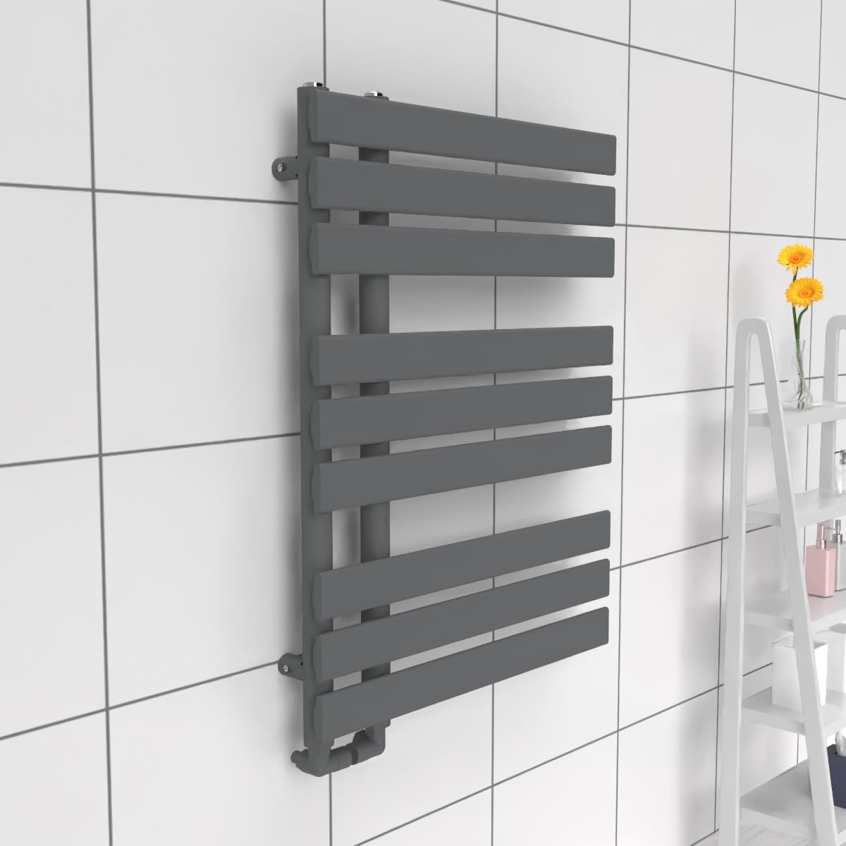 Lux Heat Anthracite Grey Open-Flat Designer Towel Radiator 800Mm (H) X 600Mm (W)