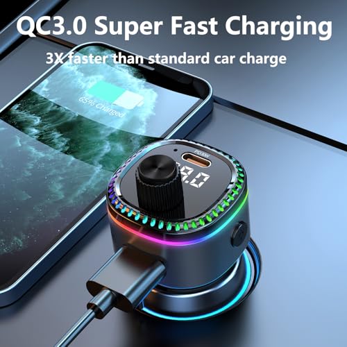 Syengkky Bluetooth 5.3 Fm Transmitter For Car, Bluetooth Car Adapter With Type-C Pd(30W) Charger Port And Qc3.0 Usb Port, Fm Transmitter Bluetooth, Support Mp3 Player, Handsfree Calling thumb #5