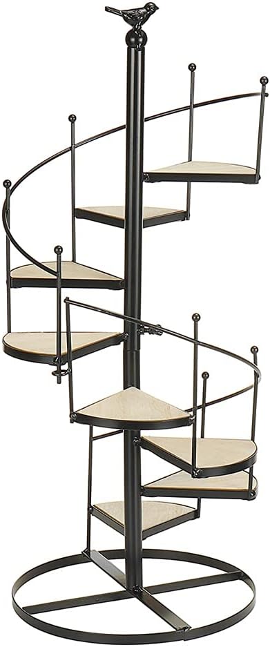 Rack Stand Plants Succulent Shelf 8 Layer Stair Shape Desktop Garden Flower Stand + Wood Plate(Onecolor)