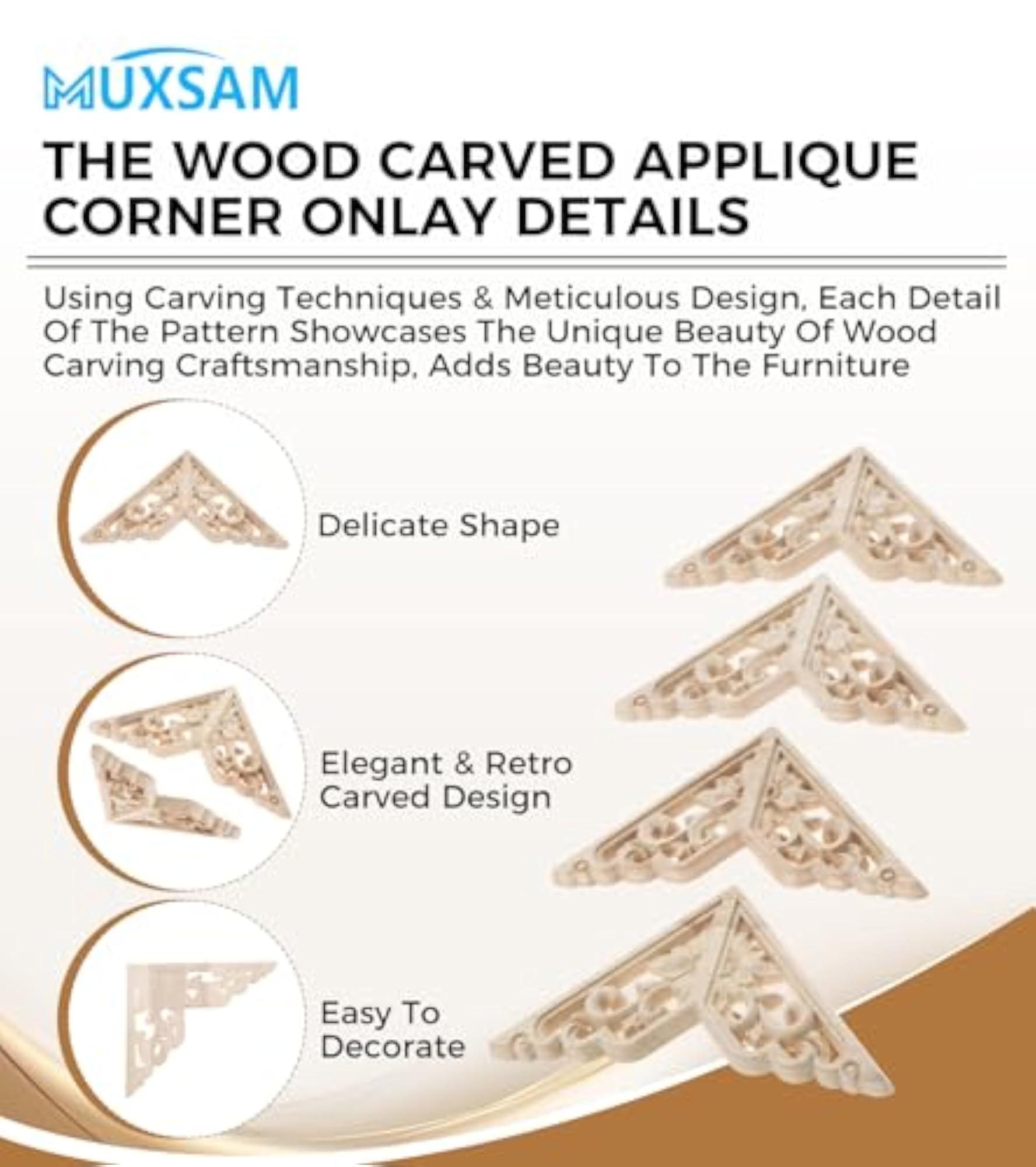 4-Pack Furniture Applique Corner Onlay Decal
