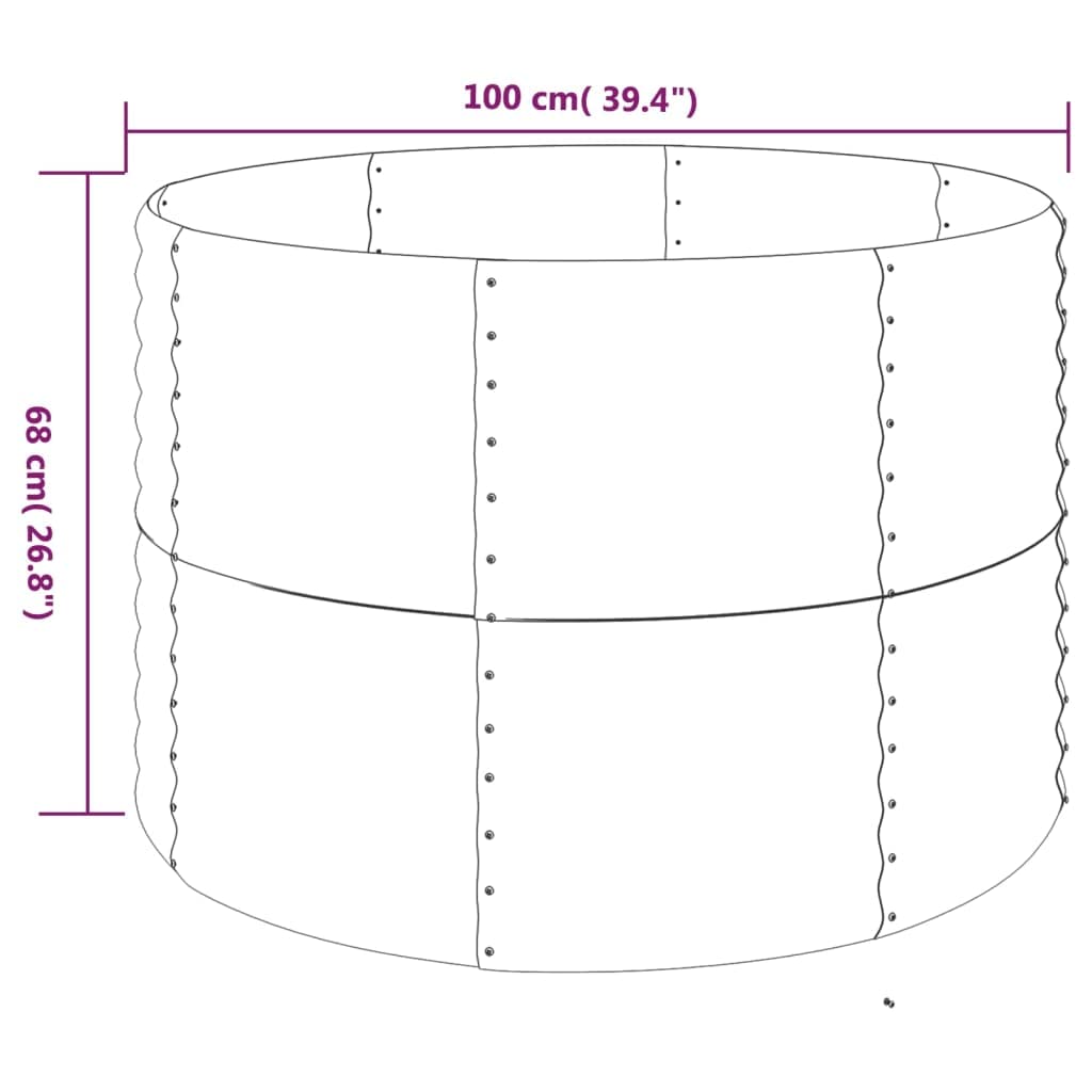 FIRBNUS Macetero de jardín de 100 x 100 x 68 cm, para exteriores, grandes macetas, exteriores, para jardín, cama de cultivo, jardinera de balcón gris, acero con recubrimiento en polvo