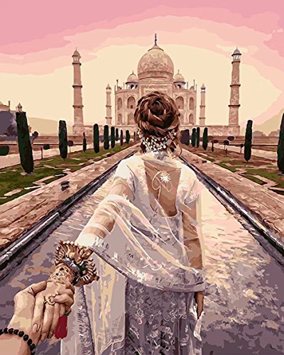 ESOOR Peinture a l'huile pour Adultes Enfants Peinture Par Nombre Kit Numerique Peinture A L'huile Taj Mahal 16X20 Pouces