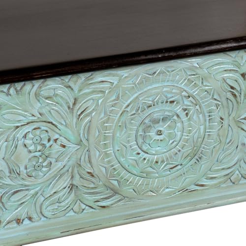 Image of Natura Solid Wood Coffee Table for Living Room Wooden Trunk Box for Storage | Handcrafted Center Table for Living Room with Sandook Storage | Pitara for Home and Bedroom (Walnut and Rustic)
